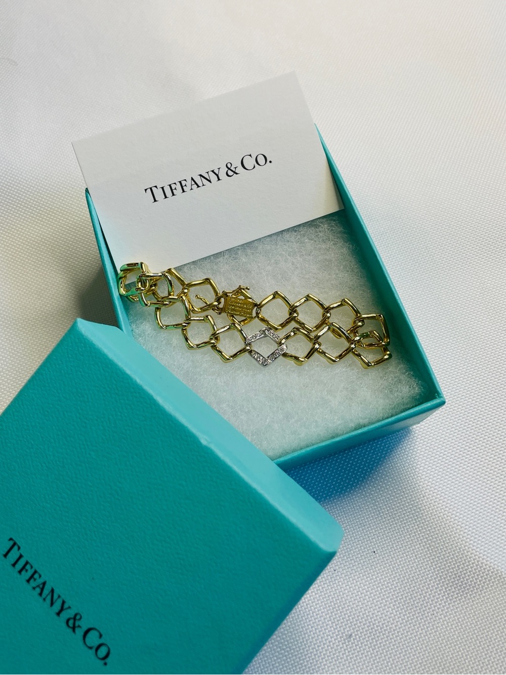 1981 Tiffany & Co. Paloma Picasso 18k Yellow Gold, Platinum & Diamond Bracele